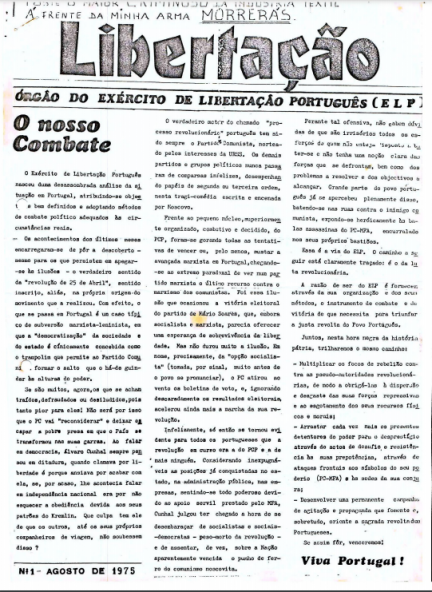 Jornal Libertação, do Exército Libertação de Portugal